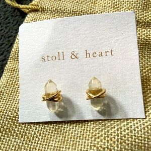Stoll & Heart Rock Crystal Stud Earrings